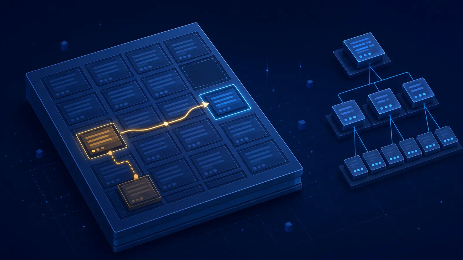 A PostgreSQL heap page moving an updated row into nearby free space while the index remains unchanged